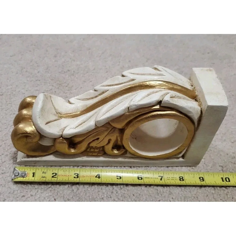 Vintage Carved Wood Corbels Shelf Brackets‎ Antique White and Gold